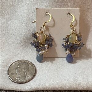 Gorgeous Artisan beaded earrings with pearl and Ethiopian Opal MAKE ME AN OFFER!